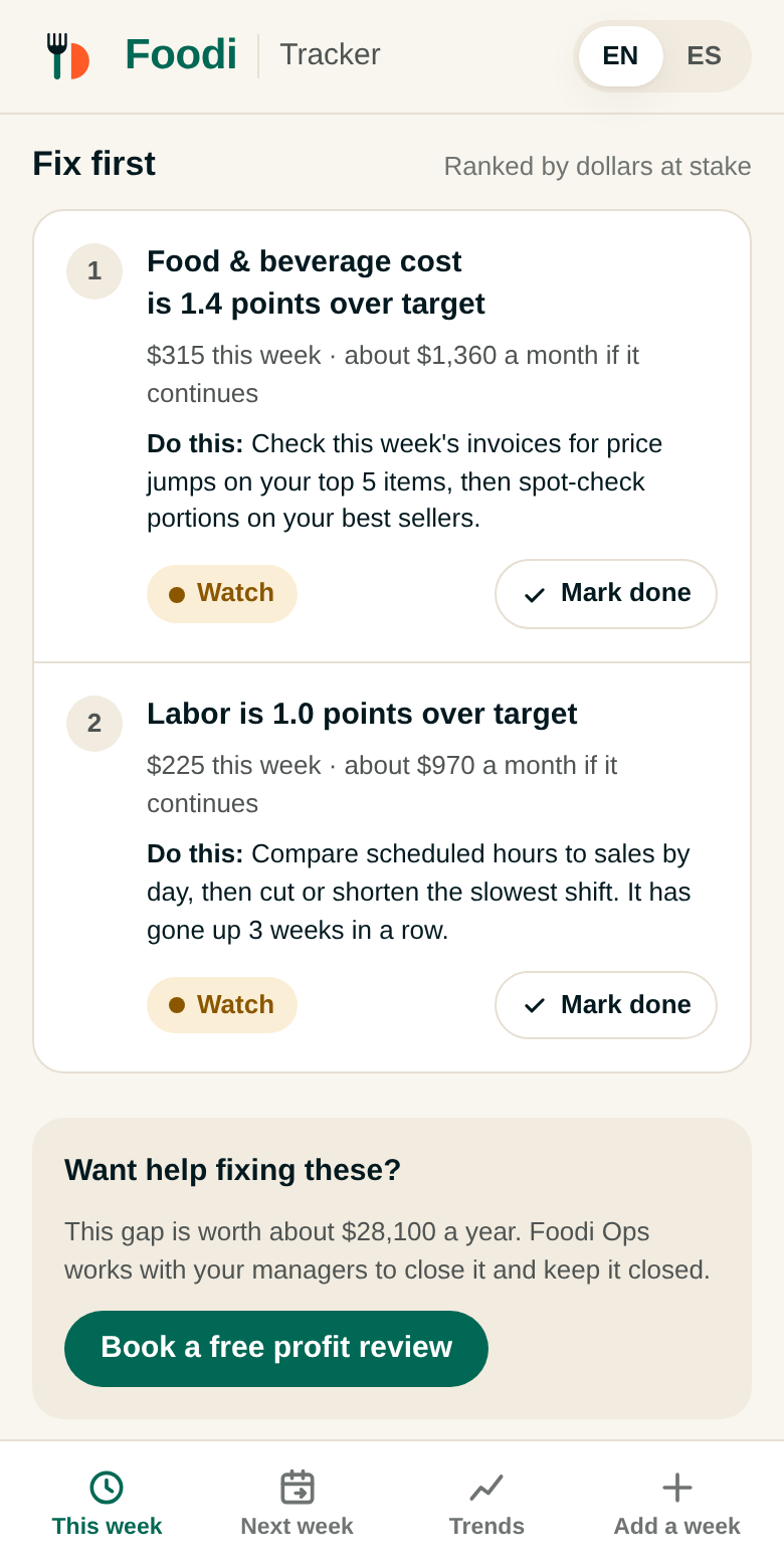 Foodi Tracker fix-first screen